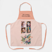 4 photos grandchildren floral peach エプロン (正面)