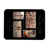 4 Photos Modern Collage Wedding Wimshical Script マグネット (横)