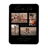 4 Photos Modern Collage Wedding Wimshical Script マグネット (縦)