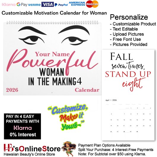 4 Powerful Woman in The Making Motivation Goals カレンダー