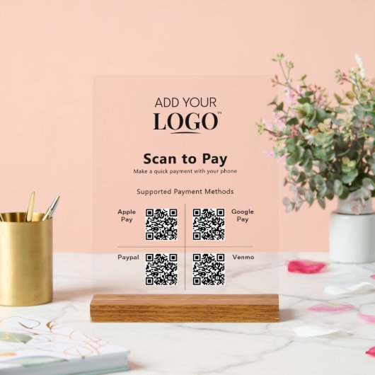 4 Qrコードスキャンによる支払いモダンプロフェッショナル支払 アクリルサイン (ウェディング)