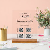 4 QRコードSocial Media Connect with Usロゴモダン アクリルサイン (ウェディング)