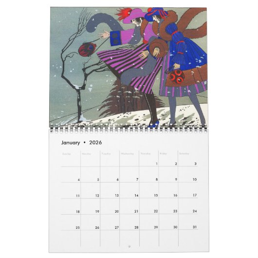 4 SEASONS 2016 ARTDECO美しいファッションイラストレーション カレンダー (1月 2026)