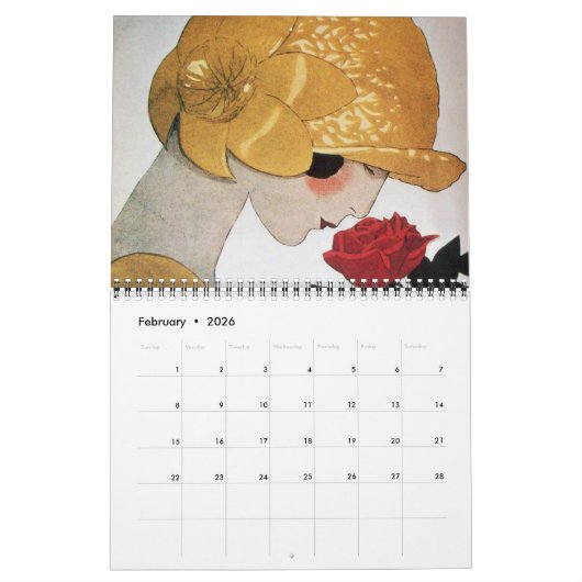 4 SEASONS 2016 ARTDECO美しいファッションイラストレーション カレンダー (2月 2026)