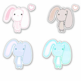 4 Set Bunny Vinyl Stickers シール
