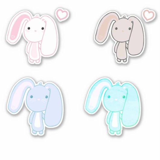 4 Set Bunny Vinyl Stickers シール (正面)