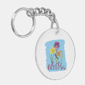 4 Spring and Summer Flowers with Fancy Text キーホルダー (正面左)