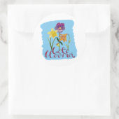 4 Spring and Summer Flowers with Fancy Text ラウンドシール (バッグ)