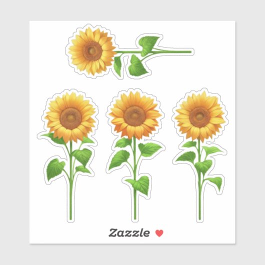 4 Sunflower Stickers (bright) シール (シート)