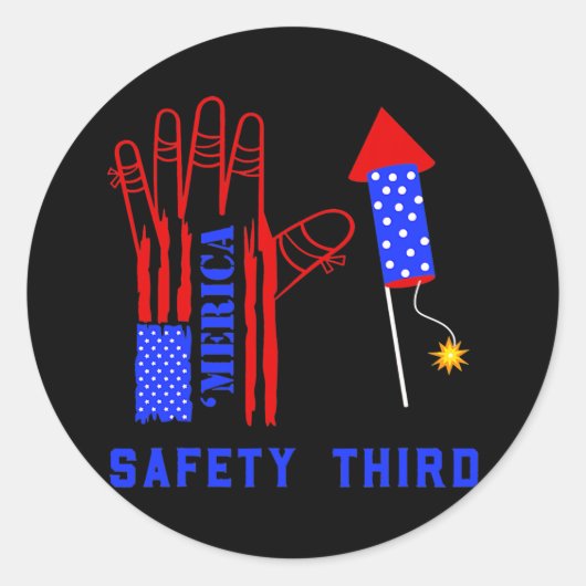 4 th of July Firework Safety Third  ラウンドシール (正面)