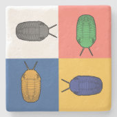 4 Trilobiteのスクエアダンスの有史以前の動物 ストーンコースター (正面)