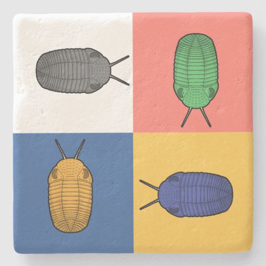 4 Trilobiteのスクエアダンスの有史以前の動物 ストーンコースター (正面)