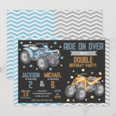 4 Wheeler Quad Bike ATV Joint Birthday 招待状 (正面/裏面)