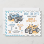 4 Wheeler Quad Bike ATV Joint Birthday Invitation 招待状 (正面)