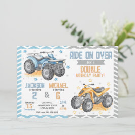 4 Wheeler Quad Bike ATV Joint Birthday Invitation 招待状
