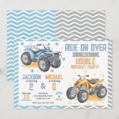 4 Wheeler Quad Bike ATV Joint Birthday Invitation 招待状 (正面/裏面)