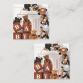 4 Wood Grain Baby Shower Boxes, Teddy Bear Baby Sh スクエア名刺 (正面/裏面)