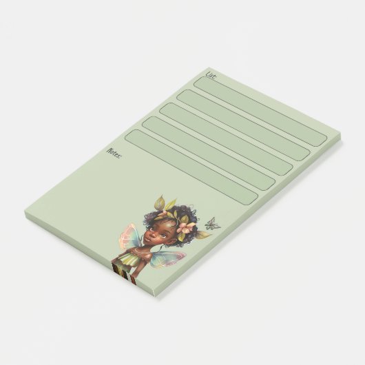 4"x6"ブラックガールフェアリー投稿Itメモ ポストイット (アングル)