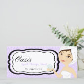 4"x9"ギフト証明書紫ダマスクスパマッサージ (スタンド正面)