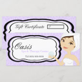 4"x9"ギフト証明書紫ダマスクスパマッサージ (正面/裏面)