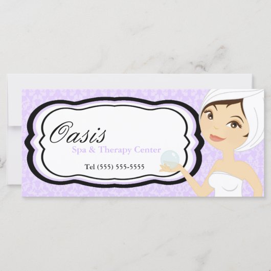 4"x9"ギフト証明書紫ダマスクスパマッサージ (正面)