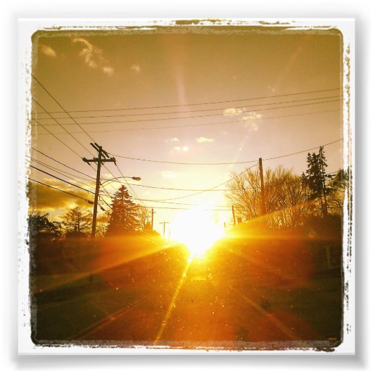 4" x 4" Instagramプリント：道路上の夕日 フォトプリント (正面)