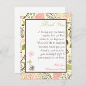 4 x 5フラットサンキューカード春ピンク/緑フローラ サンキューカード (正面/裏面)