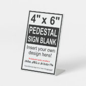 4" x 6"デザイン独自のペデスタル記空白の号 台座サイン (正面)