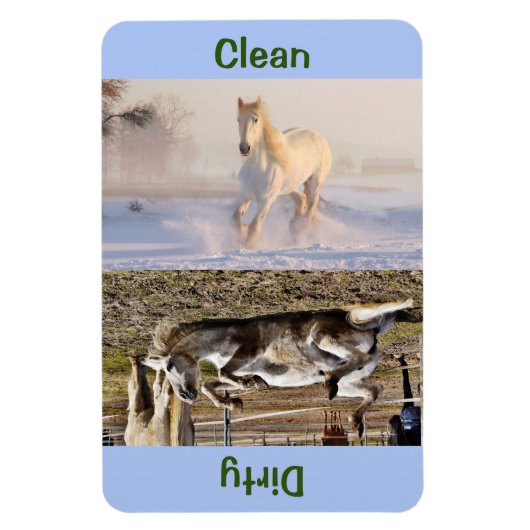 4" x 6" Clean/Dirty Horse Photo Dishwasher マグネット (縦)