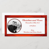 4 x 8婚約写真アナウンスレッドサンセット 案内状 (正面/裏面)