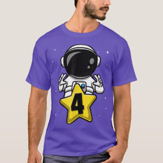4 Year Old Birthday Boy Astronaut  4th Bday Party  Tシャツ