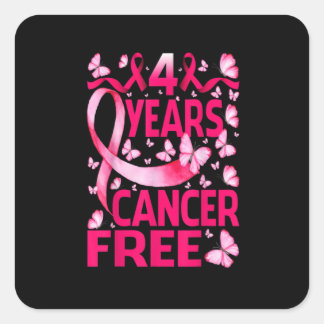4 Years Breast Cancer Free Survivor Butterfly スクエアシール