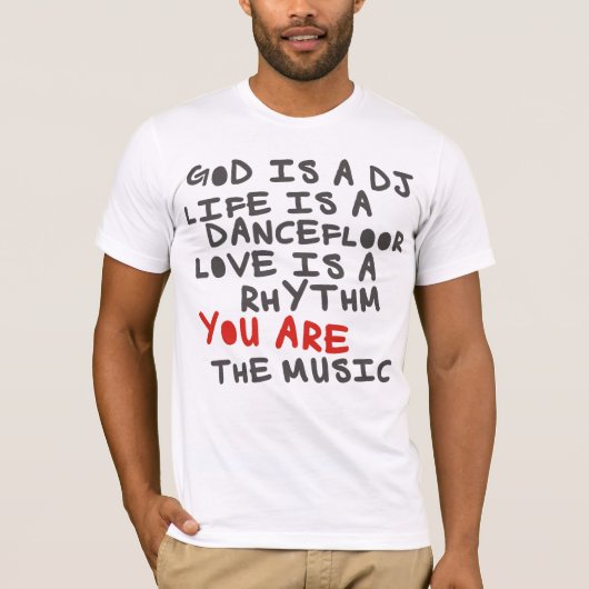 4DJS God is a dj life is a dancefloor Tシャツ (正面)