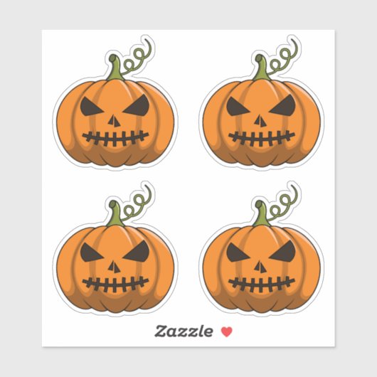 4PCカボチャのステッカー – Halloween Jack-o'-Lantern シール (シート)