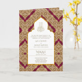 4Pgニカワリマ招待状レッド金ゴールド 華美 カード (黄色い花)