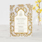 4PGニカワリマ招待状金ゴールドイスラーム華美 カード (黄色い花)