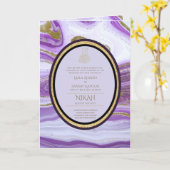 4PGニカWALIMAパープル金ゴールド大理石アゲートグリッター カード (黄色い花)