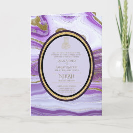 4PGニカWALIMAパープル金ゴールド大理石アゲートグリッター カード