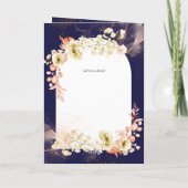 4pgネイビーブルーサンゴフローラ結婚式の招待プログラム カード (裏面)