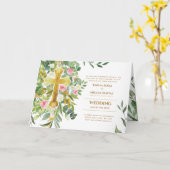 4pgフローラクロスグリーンリーウェディング招待プログラム カード (黄色い花)