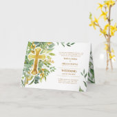4pgフローラクロスグリーンリーウェディング招待プログラム カード (黄色い花)