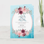 4pg BODAスペインの招待状ティール（緑がかった色）アクアブルーブルゴーニュ カード (正面)