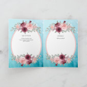 4pg BODAスペインの招待状ティール（緑がかった色）アクアブルーブルゴーニュ カード (内部)