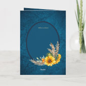 4pg BODAスペインの招待状ティール(緑がかった色)ブルーサンフラワー カード (裏面)