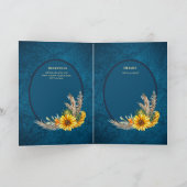 4pg BODAスペインの招待状ティール(緑がかった色)ブルーサンフラワー カード (内部)