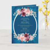 4pg BODAスペインの招待状ティール(緑がかった色)ブルーブルゴーニュ カード (黄色い花)