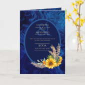 4pg BODAスペインの招待状ブルー王室のヒマワリ カード (黄色い花)