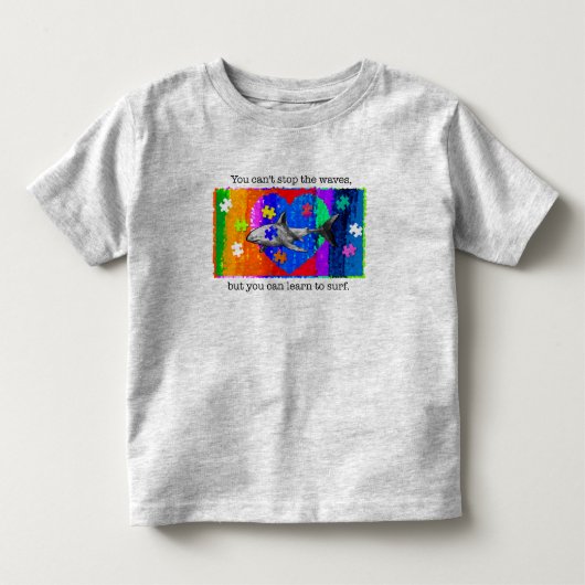 4T グレー 自閉症サメ トドラーTシャツ (正面)