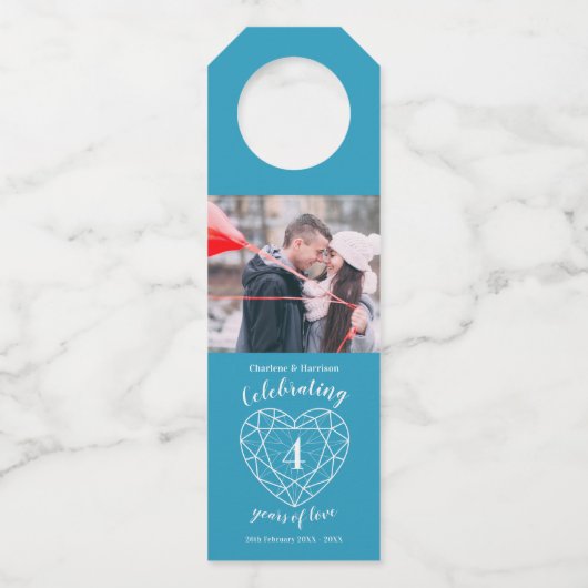 4thの結婚記念写真topaz gemstoneハート ボトルネックタグ (正面)