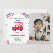 4thオブジュライ ファーストバースデー レッド＆ブルー ファイトラッカー 招待状 (正面)